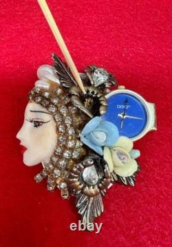 VTG Handmade Lady Face Jewelry Lot Hand Painted Figural Brooch Art Deco READ