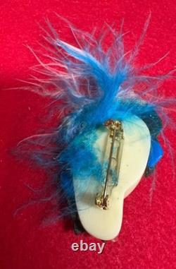 VTG Handmade Lady Face Jewelry Lot Hand Painted Figural Brooch Art Deco READ