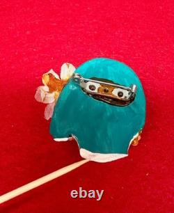 VTG Handmade Lady Face Jewelry Lot Hand Painted Figural Brooch Art Deco READ