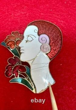 VTG Handmade Lady Face Jewelry Lot Hand Painted Figural Brooch Art Deco READ