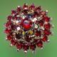 VTG JULIANA D&E Brooch Pin Verified Statement Flower Red Rhinestone 3x3x1