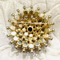 VTG JULIANA D&E Brooch Pin Verified Statement Flower Red Rhinestone 3x3x1