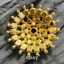 VTG JULIANA D&E Brooch Pin Verified Statement Flower Red Rhinestone 3x3x1