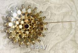 VTG JULIANA D&E Brooch Pin Verified Statement Flower Red Rhinestone 3x3x1