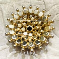 VTG JULIANA D&E Brooch Pin Verified Statement Flower Red Rhinestone 3x3x1