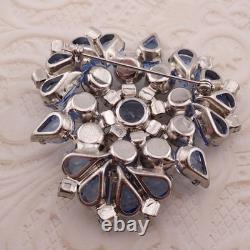 VTG Juliana Baby Blue Open Back Teardrop AB Rhinestone Silver Tone Pin Brooch