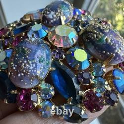 VTG Juliana Easter Egg Brooch 2.3 Inch Demi Parure Rhinestone Book Piece 3006