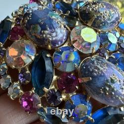 VTG Juliana Easter Egg Brooch 2.3 Inch Demi Parure Rhinestone Book Piece 3006