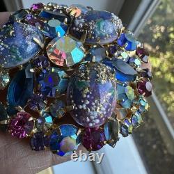 VTG Juliana Easter Egg Brooch 2.3 Inch Demi Parure Rhinestone Book Piece 3006