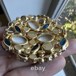 VTG Juliana Easter Egg Brooch 2.3 Inch Demi Parure Rhinestone Book Piece 3006