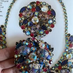 VTG Juliana Easter Egg Brooch 2.3 Inch Demi Parure Rhinestone Book Piece 3006