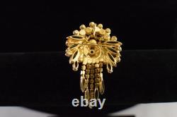 VTG Juliana Shades Of Green Navette Tassel Rhinestone Brooch Earring Set Read