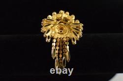 VTG Juliana Shades Of Green Navette Tassel Rhinestone Brooch Earring Set Read