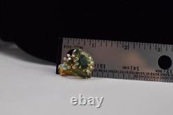 VTG Juliana Shades Of Green Navette Tassel Rhinestone Brooch Earring Set Read