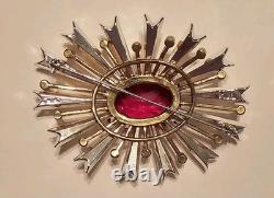 VTG Kenneth Jay Lane KJL Red Crystal Starb Burst with Rhinestones BROOCH