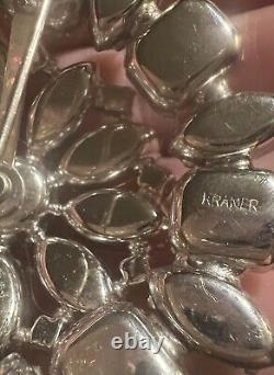 VTG Kramer Signed silver tone CLEAR & SPARKLY Broochlg appx 3x3 Offers Welcome