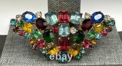 VTG Large Fruit Salad Multicolor Austrian Crystal Glass Rhinestone Brooch Pin