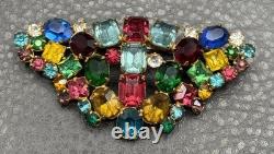 VTG Large Fruit Salad Multicolor Austrian Crystal Glass Rhinestone Brooch Pin