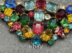 VTG Large Fruit Salad Multicolor Austrian Crystal Glass Rhinestone Brooch Pin