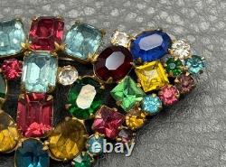 VTG Large Fruit Salad Multicolor Austrian Crystal Glass Rhinestone Brooch Pin