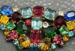 VTG Large Fruit Salad Multicolor Austrian Crystal Glass Rhinestone Brooch Pin