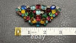 VTG Large Fruit Salad Multicolor Austrian Crystal Glass Rhinestone Brooch Pin