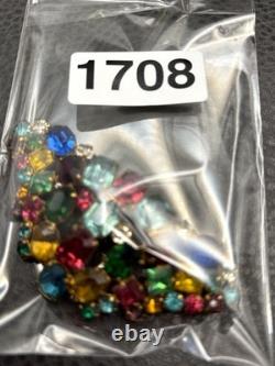 VTG Large Fruit Salad Multicolor Austrian Crystal Glass Rhinestone Brooch Pin
