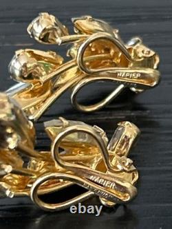 VTG Napier Cascading Rhinestone Brooch & Clip-On Earrings Set Hollywood Regency