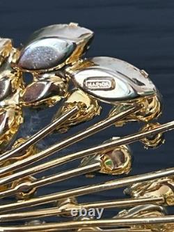 VTG Napier Cascading Rhinestone Brooch & Clip-On Earrings Set Hollywood Regency