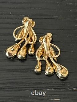 VTG Napier Cascading Rhinestone Brooch & Clip-On Earrings Set Hollywood Regency