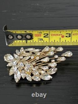 VTG Napier Cascading Rhinestone Brooch & Clip-On Earrings Set Hollywood Regency