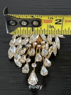 VTG Napier Cascading Rhinestone Brooch & Clip-On Earrings Set Hollywood Regency