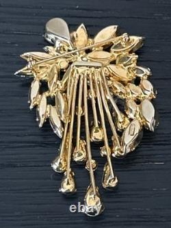 VTG Napier Cascading Rhinestone Brooch & Clip-On Earrings Set Hollywood Regency