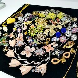 VTG&Now Jewelry LOT Rhinestone Enamel Flowers Butterflies Bouquet Brooches Earri