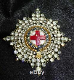 VTG Order of the Garter Rhinestone Breast Star Brooch Pin 4 1/2 See photos