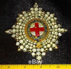 VTG Order of the Garter Rhinestone Breast Star Brooch Pin 4 1/2 See photos