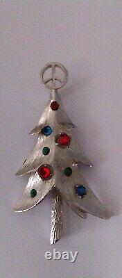 VTG Peace sign Christmas Tree Brooch/Rare marked MV