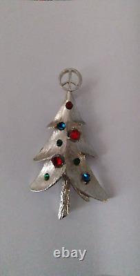 VTG Peace sign Christmas Tree Brooch/Rare marked MV