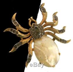 VTG Philippe TRIFARI Pearl Belly Rhinestone SPIDER Bug Insect Figural Pin Brooch
