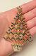 VTG Rare Austrian crystal rhinestone Pin brooch Christmas Tree colorful scroll
