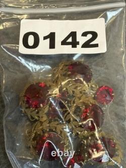 VTG Sandor HUGE Statement Brooch Pin Filigree Dangle Red Rhinestones FANTASTIC