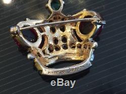 VTG Sterling Silver Trifari Coronation Crown Jelly Belly Pin Brooch Pat. 137542