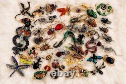 VTG Style Mixed Insect Bug Brooch Lot 50 Rhinestone Enamel Pins Spider Beetle