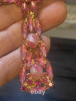 VTg Alice Caviness Pink White Swirl Rhinestone Cross Brooch Pin Pendant 4T