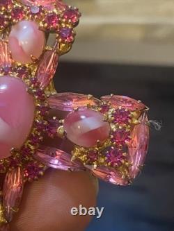 VTg Alice Caviness Pink White Swirl Rhinestone Cross Brooch Pin Pendant 4T