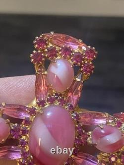VTg Alice Caviness Pink White Swirl Rhinestone Cross Brooch Pin Pendant 4T
