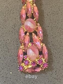 VTg Alice Caviness Pink White Swirl Rhinestone Cross Brooch Pin Pendant 4T