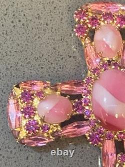 VTg Alice Caviness Pink White Swirl Rhinestone Cross Brooch Pin Pendant 4T