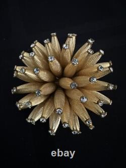Vendome Vintage Brooch Sea Urchin Anemone Gold Tone Rhinestone 1960's
