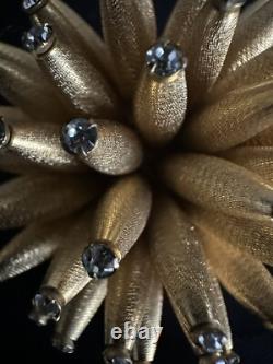 Vendome Vintage Brooch Sea Urchin Anemone Gold Tone Rhinestone 1960's